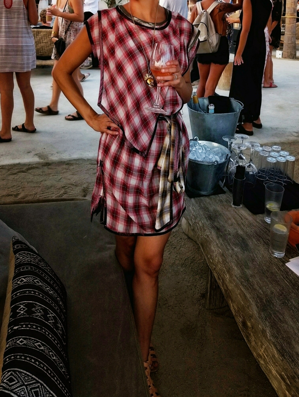 Marc Jacobs Red And Cream Plaid Mini Dress Size S